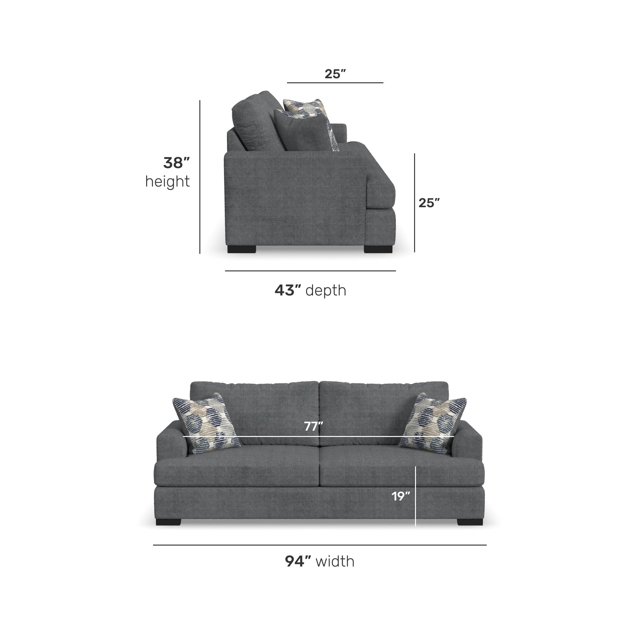 Willow Extra Large Two-Cushion Sofa