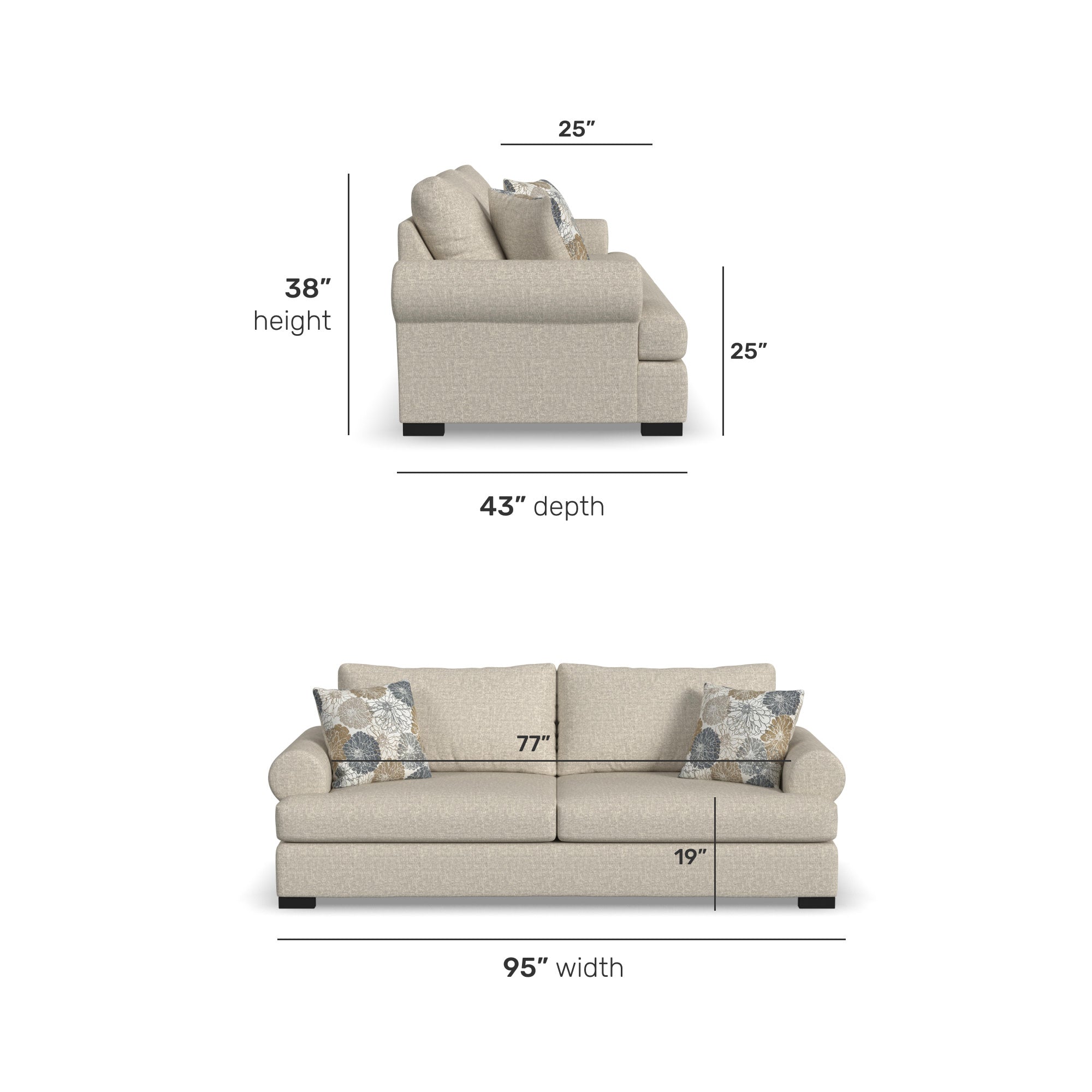 Florence Extra Large Two-Cushion Sofa